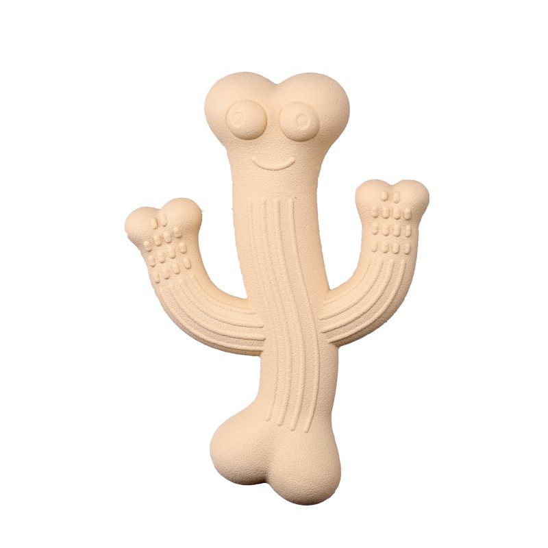 A beige cactus-shaped dog chew toy