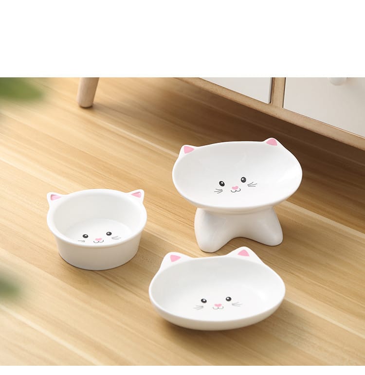 Cat-face ceramic bowl